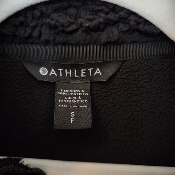 Athleta Black Fleece Sherpa Pullover 1/4 Zip Small Petite - Picture 4 of 5